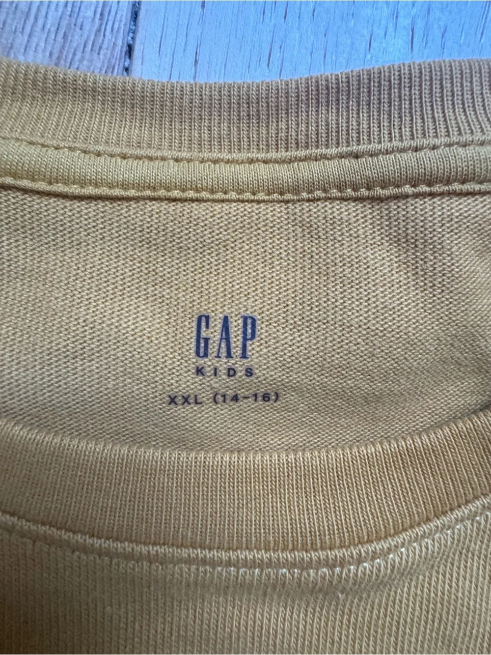 GAP Yellow Long-Sleeve Logo Tee with Navy Sleeve Stripes